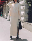 Women’s Loose Sweater & Split Skirt Set – Effortless Elegance for the Modern Socialite