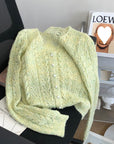 Women’s Fashionable Soft Mohair Knitted Sweater – Hollow Out Casual Style