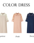 Robe femme en polyester à manches trois-quarts – Robe élégante zippée pour les déplacements (style urbain)