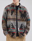 🧥 Men’s Heavy Wool Plaid Shirt Jacket – Thickened Linen-Blend (Dark Coffee/Khaki, Loose Fit)