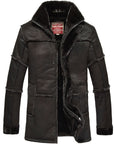Men’s Mid-Length Leather Jacket – Rugged Elegance in Camel, Chocolate & Bronze