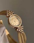 Woven Strap Retro Court Style Retro Gold, Round Small Watch For Women