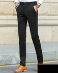 Men’s Stretch Suit Pants – Thick Business Slim Fit with Non-Iron Finish