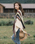 Women’s Bohemian Tassel Knit Shawl – Warm Acrylic Cape Scarf