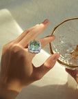 Bague de luxe en cristal vert naturel