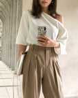 Women’s Strapless Shoulder Shirt - Polyester Stretch Top (91-95% Polyester, Slim Fit Casual Blouse)