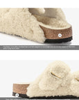 Women’s Lazybones Outdoor Fur Slippers – Warm Cotton Cork Sole Casual Non-Slip Slides