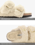 Women’s Lazybones Outdoor Fur Slippers – Warm Cotton Cork Sole Casual Non-Slip Slides