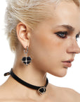 Boucles d'oreilles à pointes en velours pour femme avec cœurs
