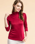✨ Women's 19 Momme Mulberry Silk Shirt – High Neck Luxury Base Layer (100% Pure Silk) – Timeless Elegance