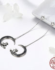Tassel Moon Earrings - 925 Sterling Silver with Zircon Accents