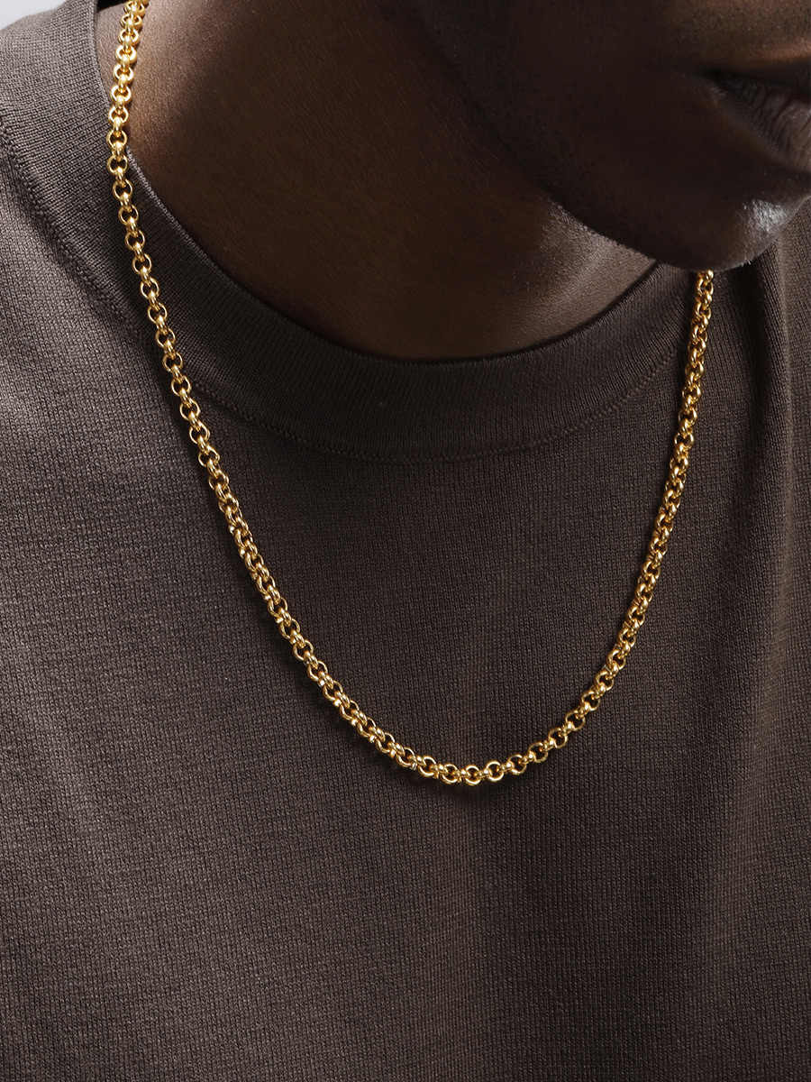Men’s Hip Hop 18K Gold Titanium Steel Necklace – Bold Street Style Chain