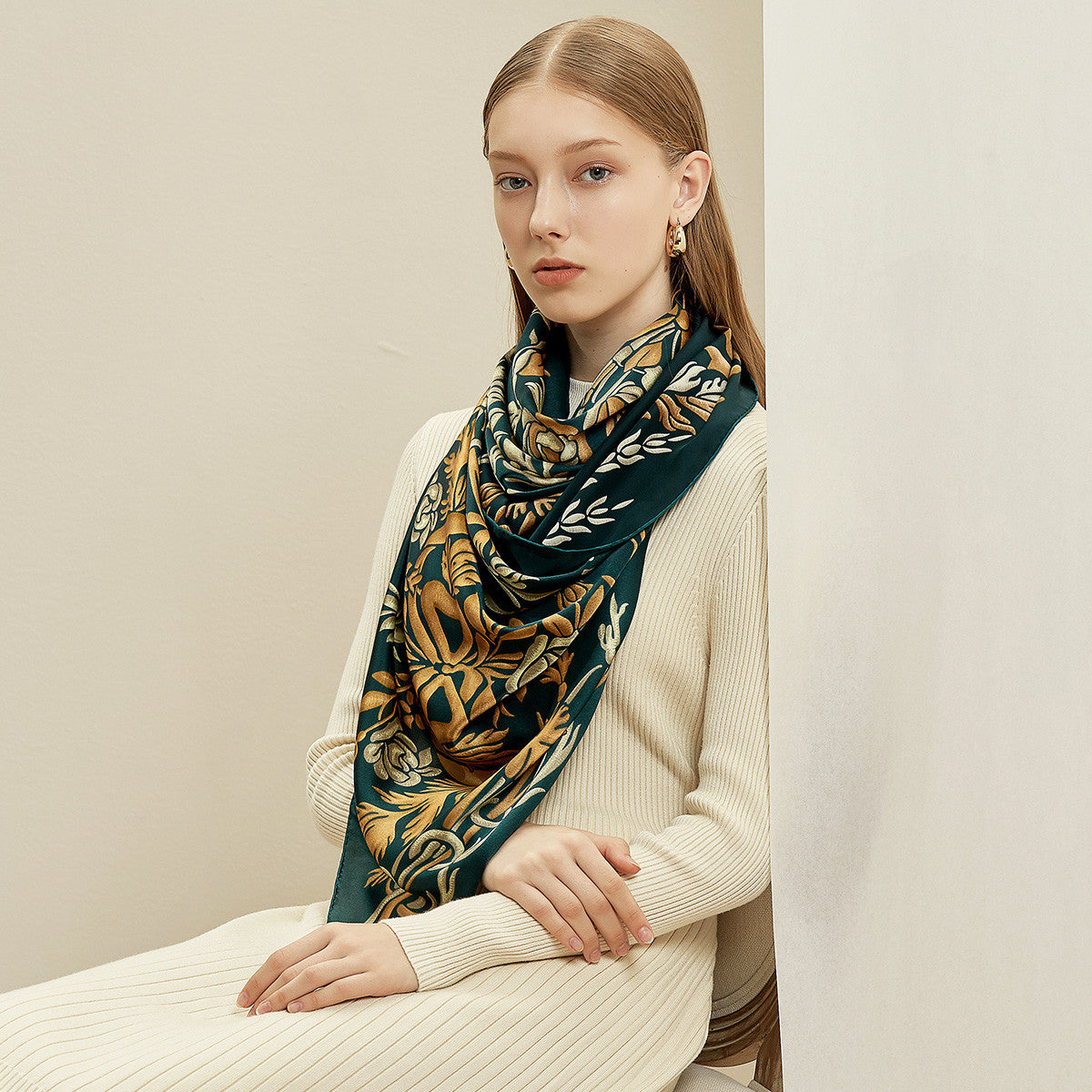 🦋✨ Jewel Butterfly Silk Scarf – Wearable Art for the Discerning Woman