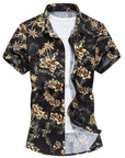 Men’s Stretch Slim Fit Printed Short Sleeve Shirt – Casual Floral Style