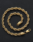Men’s Stainless Steel Twist Chain Necklace – Hip-Hop Style 18K Gold/Silver Plated Chain with Durable Finish & Multiple Length Options