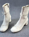 Women's Ballet-Inspired White Booties - Chunky Heel Side-Zip Ankle Boots (Sizes 35-39)