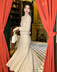 Women’s Tweed Two-Piece Set – Elegant Coat Top & High-Waist Fishtail Skirt