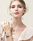 Tassel Moon Earrings - 925 Sterling Silver with Zircon Accents