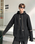 🧥 Men's & Women's Apricot-Black Hoodie – Urban Comfort Redefined