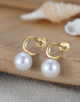 Women’s Sterling Silver Moon & Pearl Earrings – Minimal Elegance with Lunar Charm