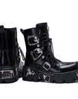 Bottes de travail rétro punk – Talon épais de 5 cm et fermeture éclair latérale