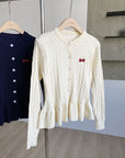 Women's Embroidered Bow Twist Knitted Cardigan