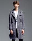 imitation deerskin Double Breasted Suede Trench Coat For Men Mid-length Coat Plus Size