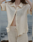 Women’s French Minority Texture Pure Linen Shirt