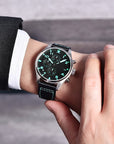 Men's Luminous Sapphire Watch – 100M Waterproof Quartz Timepiece (Blue/Green/Black) – Night Glow Feature