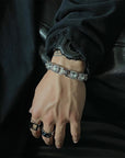 Rockiges Diamantarmband für Herren – Ausgefallene versilberte/vergoldete Manschette – Verstellbarer Statement-Schmuck