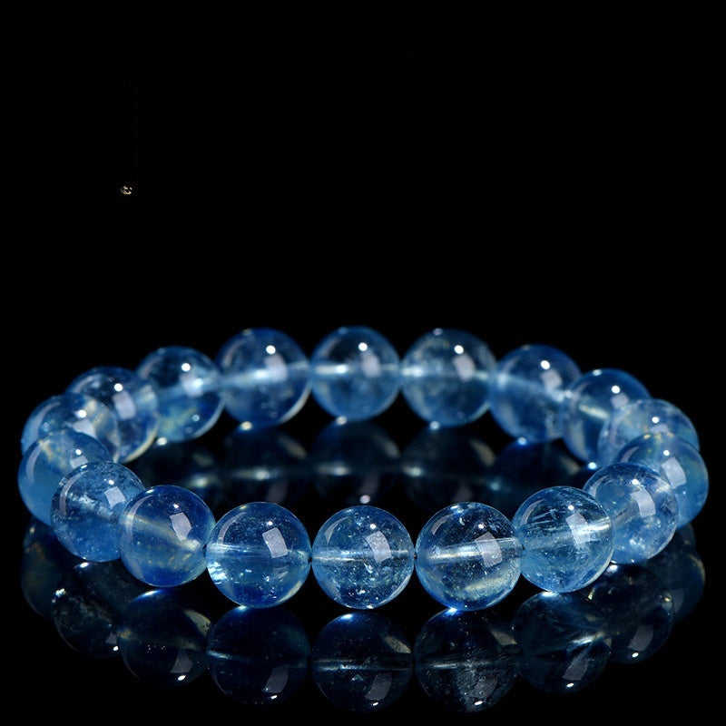 Women’s Natural Icy Mint Blue Ocean Treasure Ball Bracelet - 7A Grade Crystal Beads (4mm/5mm, Hand-Polished, Original Design)