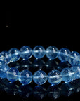 Bracelet pour femme en perles de cristal bleu océan naturel menthe glacée (4 mm/5 mm, poli à la main, design original)