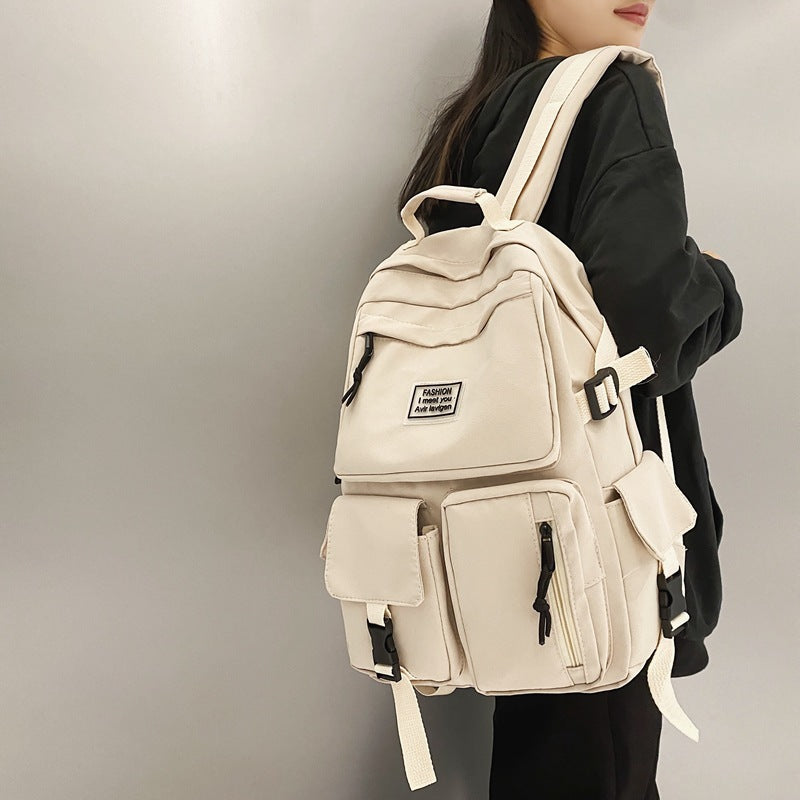 Unisex Trendy Nylon Backpack – Lightweight School & Travel Everyday Bag