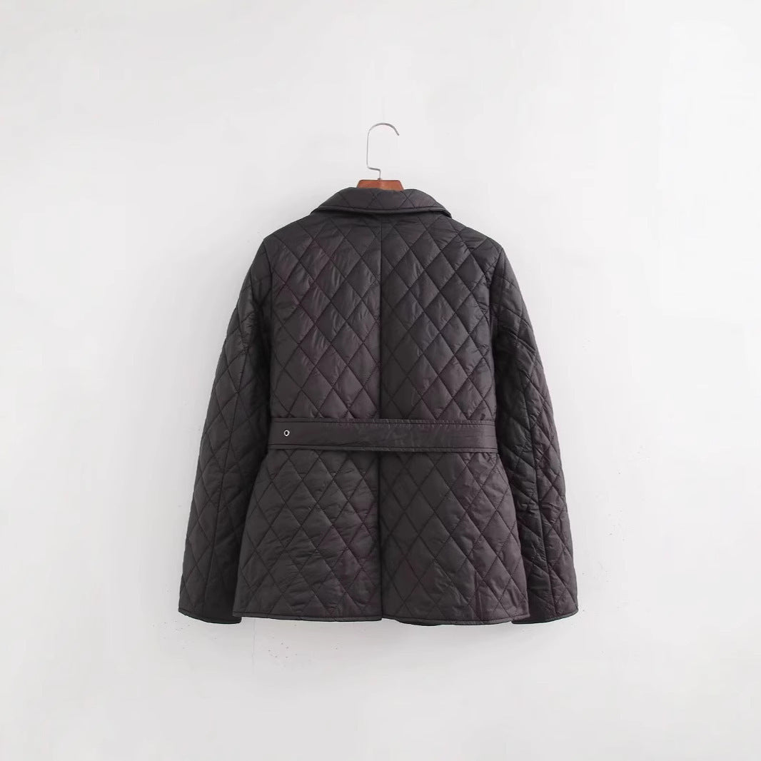 🧥✨ Gesteppter Baumwollmantel mit Gürtel – Müheloser japanischer Minimalismus