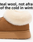 Women Genuine Wool Snow Boots – Cowhide Slip-On Winter Boots with Thick EVA Sole & Anti-Slip Comfort