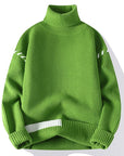 Men’s Velvet Cotton Knitwear Sweater – High Collar Warmth with Casual College Style