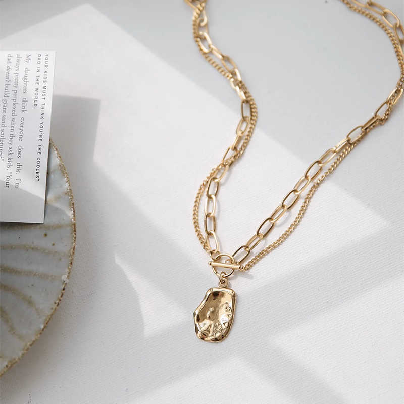 ✨ Women’s Double-Layer OT Buckle Necklace – Edgy Elegance