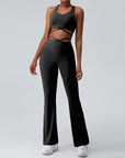 Women's Sculpting Yoga Set – Sexy Crisscross Back Tank & Flattering Horn-Leg Pants