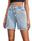 Women’s High-Waist Denim Shorts – Loose Fit Raw Edge Urban Style