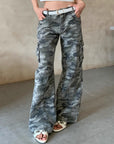 Camouflage Zipper Three-dimensional Denim Pants Women