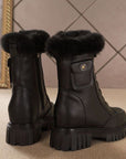 Women's Winter Snow Boots - Low Top Thermal Plush Lined (Black/White) ❄️
