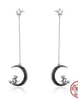 Tassel Moon Earrings - 925 Sterling Silver with Zircon Accents