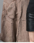 🖤 Women’s Thickened Real Fur Coat – V-Neck Long Sleeve Elegance