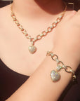 Ensemble pendentif et bracelet Love en diamant pour femme (argent sterling/or rose)
