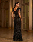 🌟 Elegant Round Neck Sequin Sheath Slit Evening Dress – Luxe Sophistication