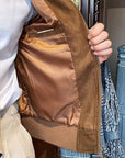 🟤✈️ Suede-Look Coffee Bomber Jacket