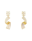 Women Enamel Ribbon Drop Earrings – Gold Plated Copper Stereo Letter Design Statement Jewelry