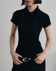 Women's Knit Set – Flip Collar Cardigan + Ice Silk Tee