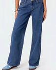 Women’s Simple Low-Waist Wide-Leg Jeans – Classic Straight Denim for Effortless Style