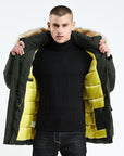 Veste longue d'hiver en coton pour homme – Doublure en vinyle-polyester